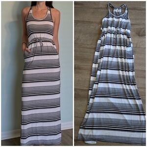 Mudd Black and White Striped Maxi Dress